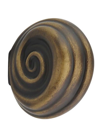 Lille Palm-Leaf Cabinet Knob - 1 1/4 inch Length in Antique Brushed Satin Brass.
